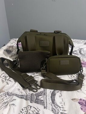 Dagne Dover Olive Green 3-Piece Crossbody Set with Pouch